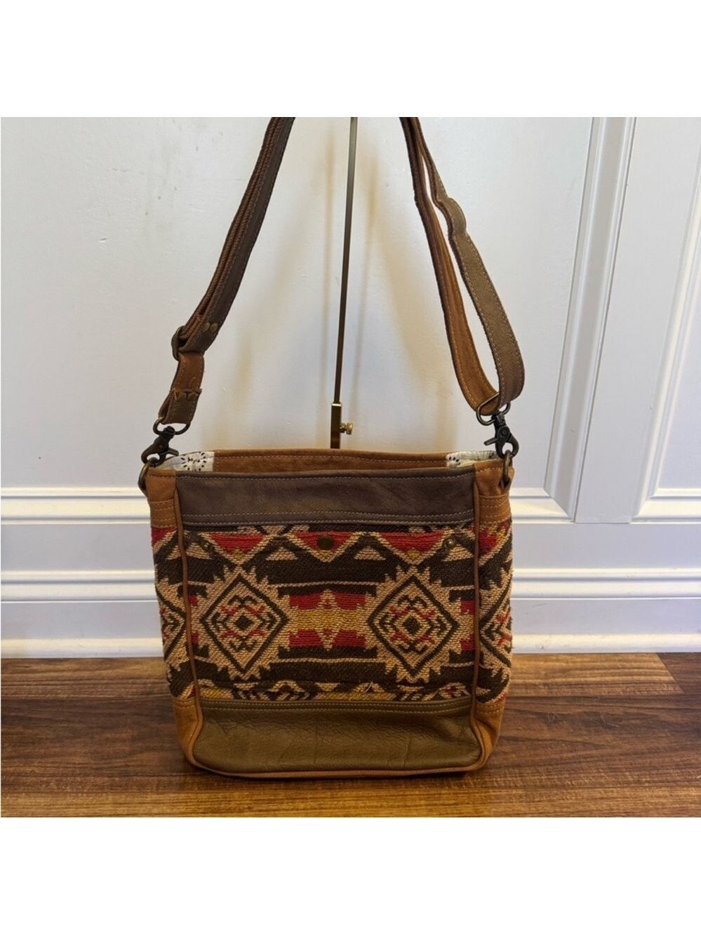 Myra Bag Brown and Red Patterned Shoulder Bag
